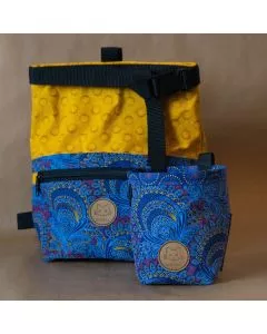 Afrikat Chalkbag-Bundle Indigo Feathers & Yellow Sunshine with belt